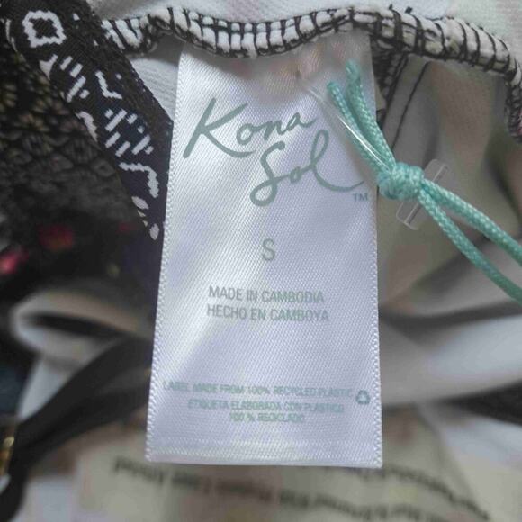 Kona Sol Black White Lace Up Front One Piece Swimsuit - Picture 10 of 12